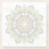 Mandala Pattern 02 in geel & tan Glazen Onderzetter (Achterkant)