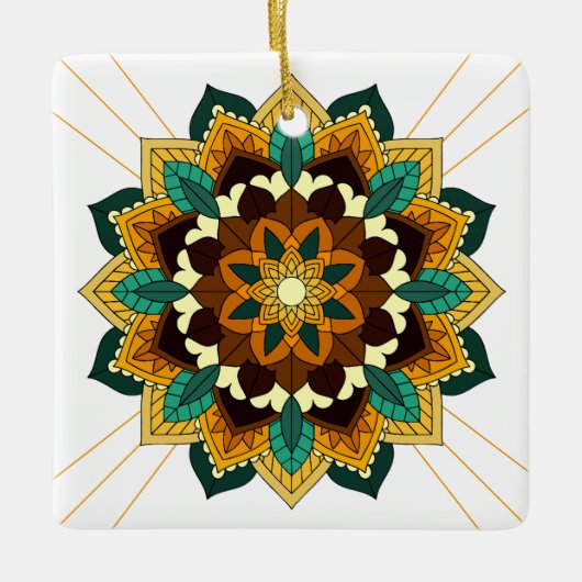 Mandala Pattern 02 in geel & tan Keramisch Ornament (Voorkant)