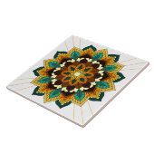 Mandala Pattern 02 in geel & tan keramische Tegel Tegeltje (Zijkant)