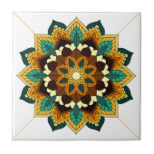 Mandala Pattern 02 in geel & tan keramische Tegel Tegeltje (Voorkant)