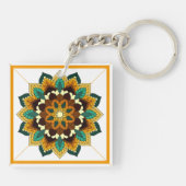 Mandala Pattern 02 in geel & tan Key Ring Sleutelhanger (Achterkant)