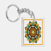 Mandala Pattern 02 in geel & tan Key Ring Sleutelhanger (Voorkant Links)