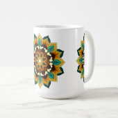 Mandala Pattern 02 in geel & tan koffie Mok (Voorkant rechts)