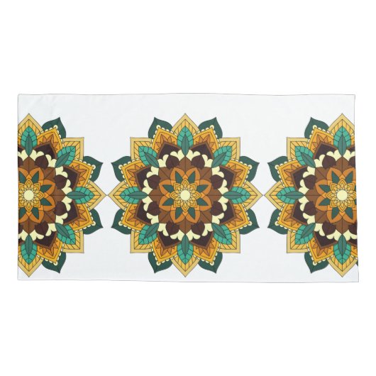 Mandala Pattern 02 in geel & tan Kussensloop (Achterkant)