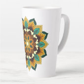 Mandala Pattern 02 in geel & tan Latte Mok (Rechterhoek)