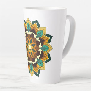 Mandala Pattern 02 in geel & tan Latte Mok