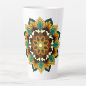 Mandala Pattern 02 in geel & tan Latte Mok (Voorkant)