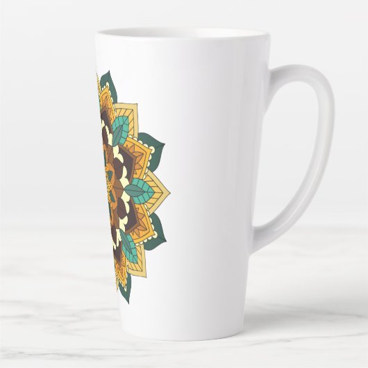 Mandala Pattern 02 in geel & tan Latte Mok (Rechts)