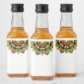 Mandala Pattern 02 in geel & tan Likeurfles Etiket (Flessen)