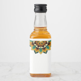 Mandala Pattern 02 in geel & tan Likeurfles Etiket