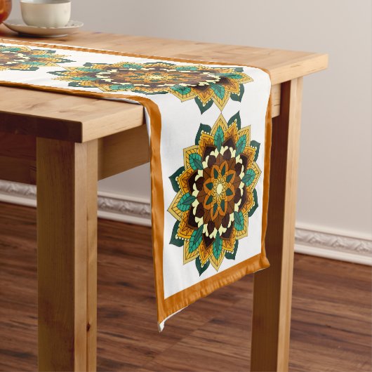 Mandala Pattern 02 in geel & tan Long Table Runn Lange Tafelloper (Voorbeeld)