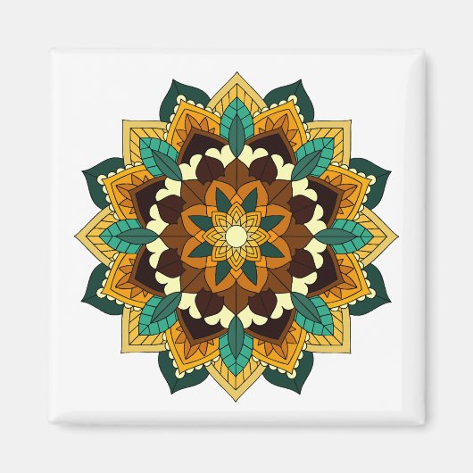 Mandala Pattern 02 in geel & tan Magneet (Voorkant)