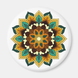 Mandala Pattern 02 in geel & tan Magneet