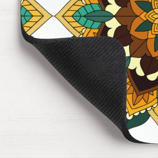 Mandala Pattern 02 in geel & tan Muismat (Hoek)