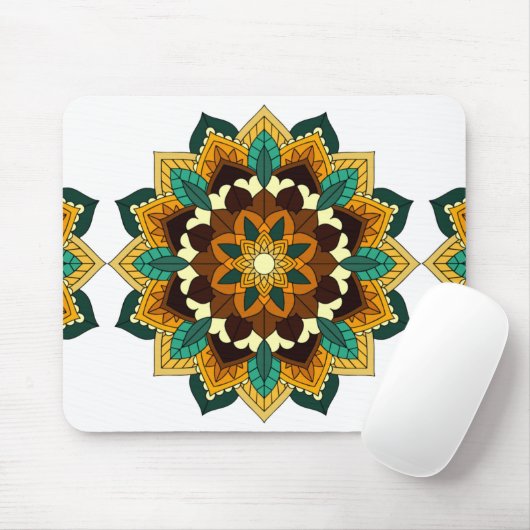 Mandala Pattern 02 in geel & tan Muismat (Met muis)