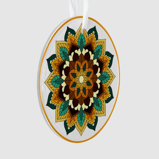 Mandala Pattern 02 in geel & tan Ornament (voorkant)