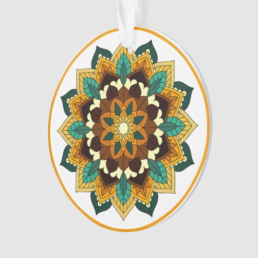 Mandala Pattern 02 in geel & tan Ornament (voorkant)