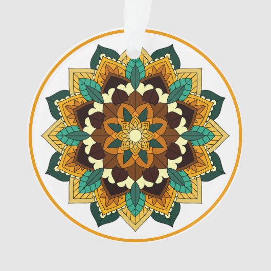 Mandala Pattern 02 in geel & tan Ornament (voorkant)