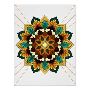 Mandala Pattern 02 in geel & tan Perfect Poster