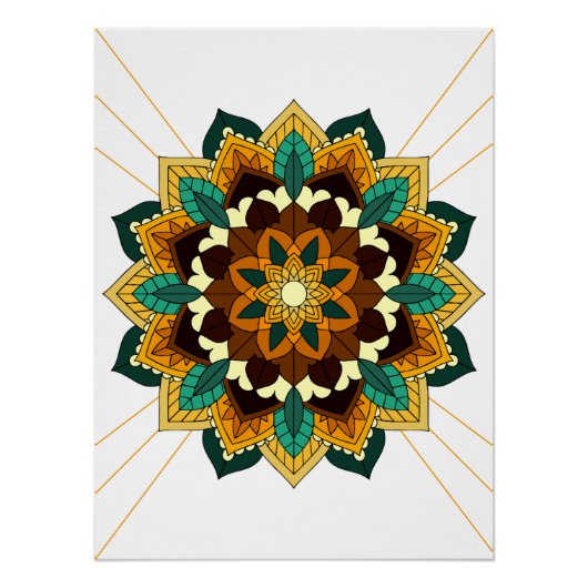 Mandala Pattern 02 in geel & tan Perfect Poster (Voorkant)