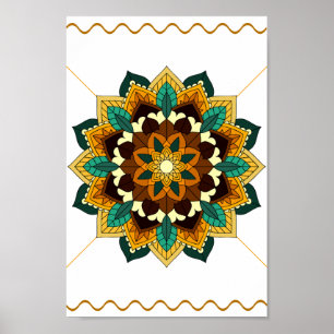 Mandala Pattern 02 in geel & tan Poster