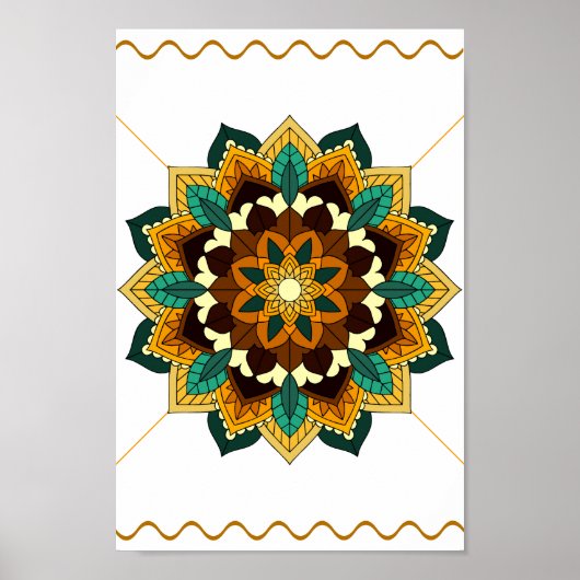 Mandala Pattern 02 in geel & tan Poster (Voorkant)