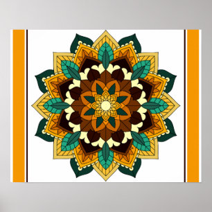 Mandala Pattern 02 in geel & tan Poster