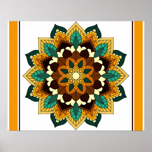 Mandala Pattern 02 in geel & tan Poster (Voorkant)