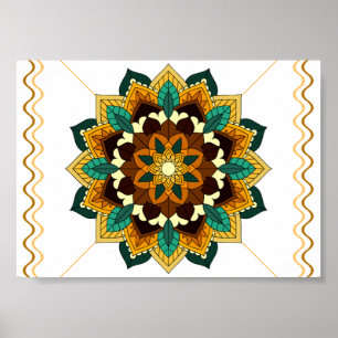 Mandala Pattern 02 in geel & tan Poster