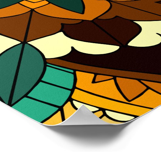 Mandala Pattern 02 in geel & tan Poster (Hoek)