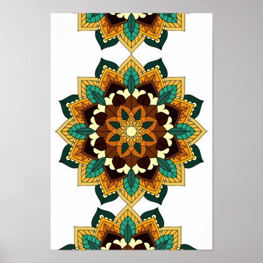 Mandala Pattern 02 in geel & tan Poster (Voorkant)