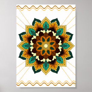 Mandala Pattern 02 in geel & tan Poster