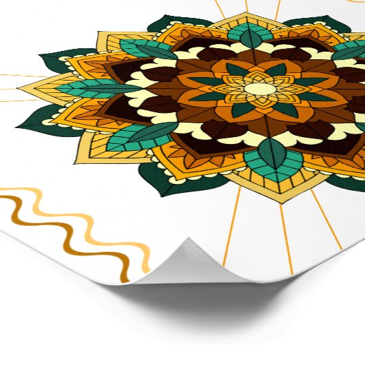 Mandala Pattern 02 in geel & tan Poster (Hoek)