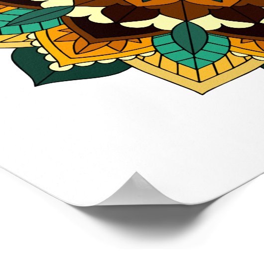 Mandala Pattern 02 in geel & tan Poster (Hoek)