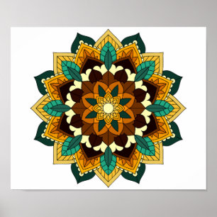 Mandala Pattern 02 in geel & tan Poster