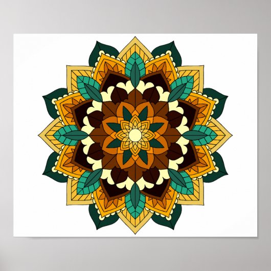 Mandala Pattern 02 in geel & tan Poster (Voorkant)