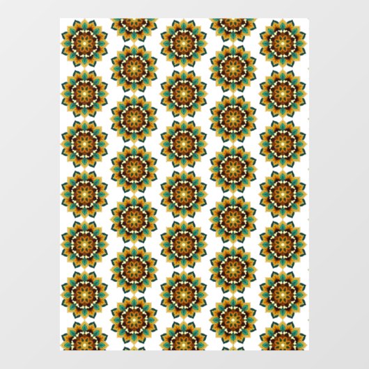 Mandala Pattern 02 in geel & tan Raamsticker (Vel)