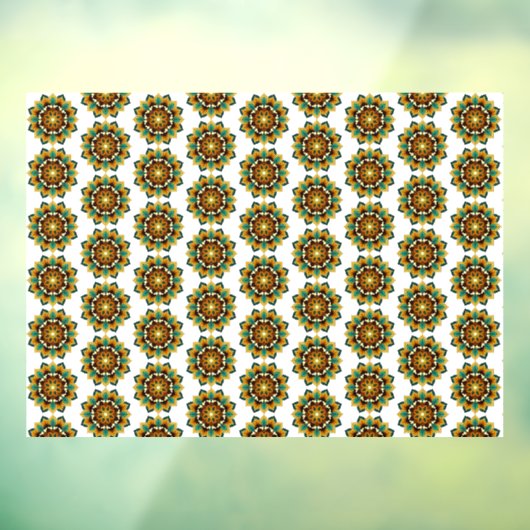 Mandala Pattern 02 in geel & tan Raamsticker (Vel 3)