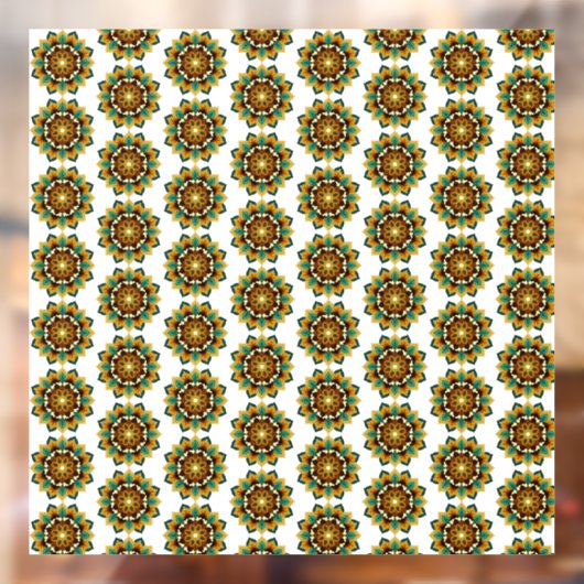 Mandala Pattern 02 in geel & tan Raamsticker (Vel 2)
