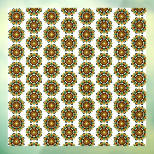 Mandala Pattern 02 in geel & tan Raamsticker (Vel 3)
