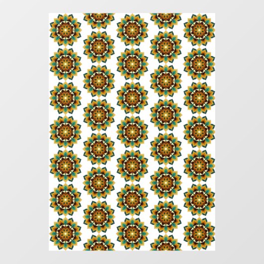 Mandala Pattern 02 in geel & tan Raamsticker (Vel)