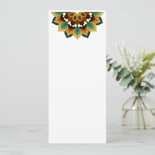 Mandala Pattern 02 in geel & tan Save The Date (Staand voorkant)