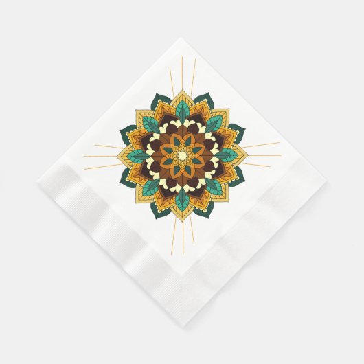 Mandala Pattern 02 in geel & tan Servet (Hoek)