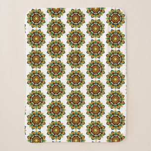 Mandala Pattern 02 in geel & tan Sherpa Blanket Deken