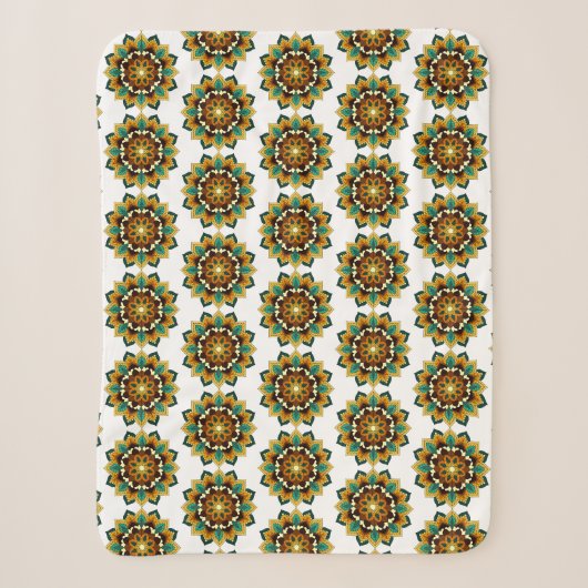 Mandala Pattern 02 in geel & tan Sherpa Blanket Deken (Voorkant)