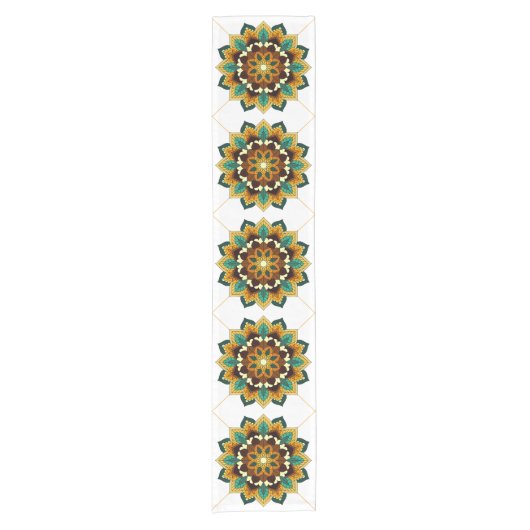 Mandala Pattern 02 in geel & tan Short Table Run Korte Tafelloper (Voorkant)