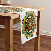 Mandala Pattern 02 in geel & tan Short Table Run Korte Tafelloper (Voorbeeld)