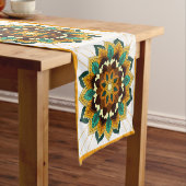 Mandala Pattern 02 in geel & tan Short Table Run Korte Tafelloper (Voorbeeld)
