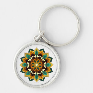 Mandala Pattern 02 in geel & tan Sleutelhanger