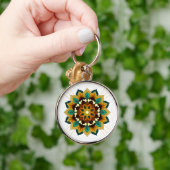 Mandala Pattern 02 in geel & tan Sleutelhanger (Hand)